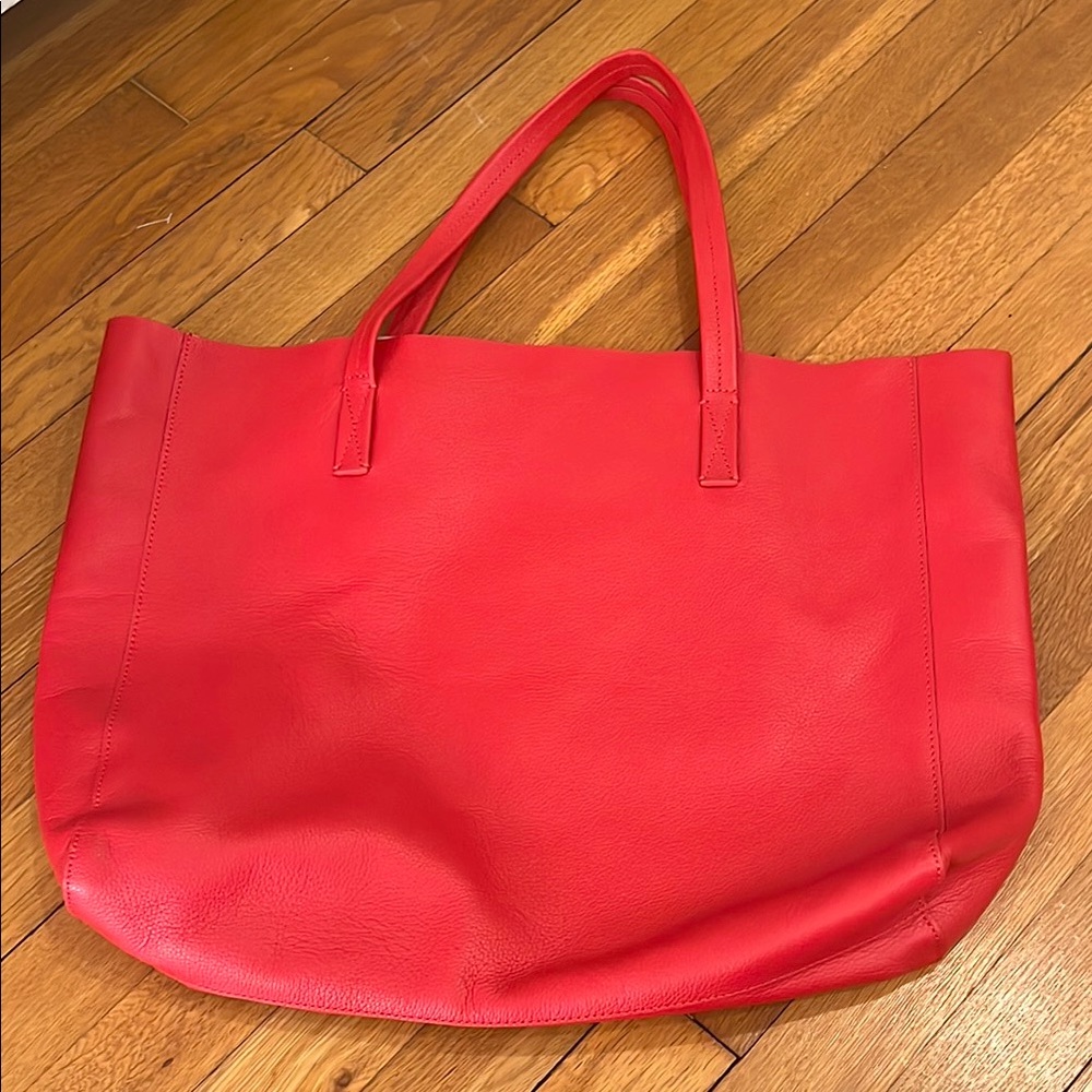 Red Leather Tote Bag